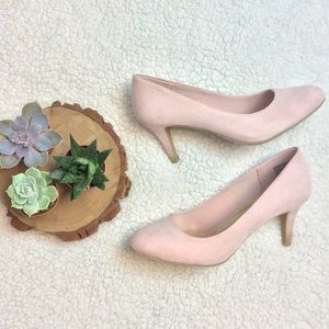 Pink Suede Kitten Heels